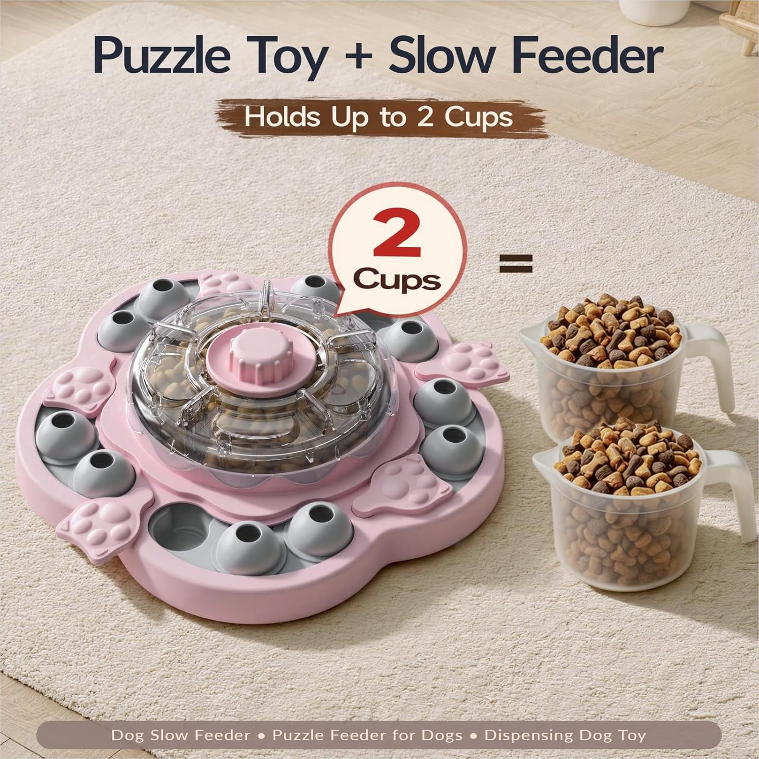 Dog Puzzle Toy, 3 Levels of Step-by-Step Challenge, Spin-to-Release Treat Dispenser, Slow Feeder & Mental Stimulation Enrichment Toy for Small Medium Large Dogs