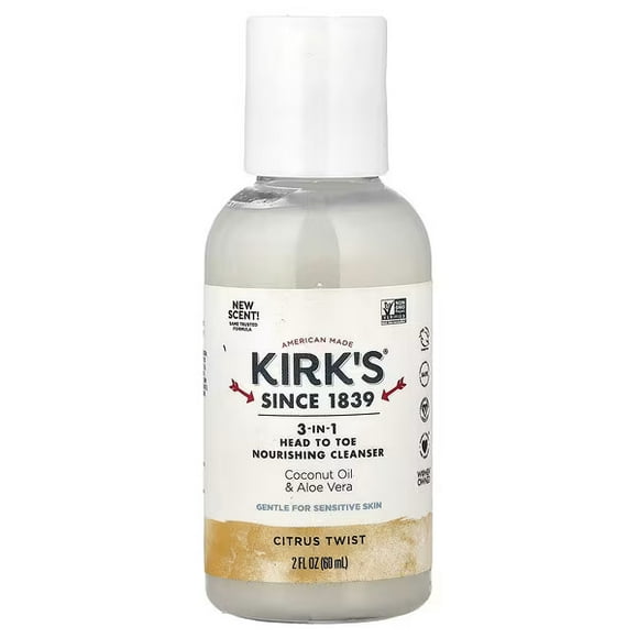 Kirk's , Nettoyant Nourrissant 3-en-1 de la Tête aux Pieds, Torsion aux Agrumes, 2 fl oz (60 ml)
