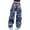 Pink, variant on ZACPNCV Baggy Jeans for Girls Star Patchwork Denim Pants High Waisted Wide Leg Trousers Streetwear Pink 10-12 Years