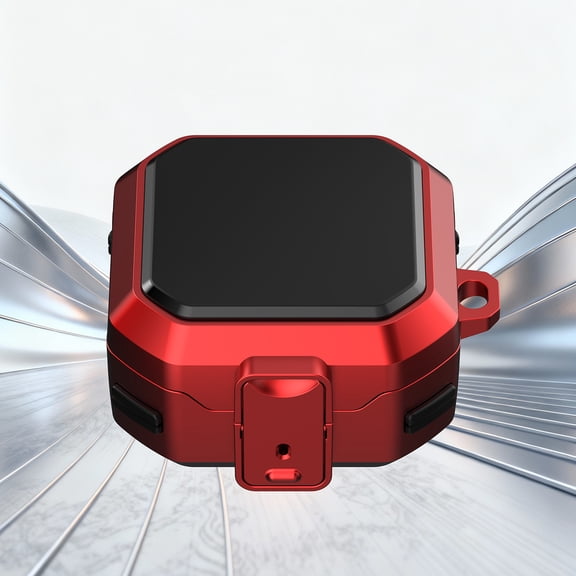 ELEHOLD Rugged Case for Samsung Galaxy Buds 4/4Pro, Matte Finish Shockproof Hybrid Armor Cover with Portable Carabiner Clip, Secure Lock Clasp,Red