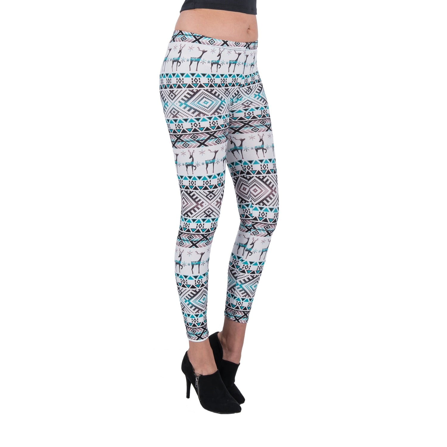 Women's Holiday Fashion Print Mid-Waist Full Length Yoga Leggings