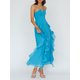 thumbnail image 4 of Lucakuins Vestido largo halter sin mangas con volantes y fruncido de gasa para mujer, vestido de vacaciones en la playa Lucakuins  moda, 4 of 7