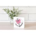 thumbnail image 2 of Anchor Compass Rose Nautical Pink Bow 5 x 5 Wood Tabletop Sign Plaque, 2 of 4