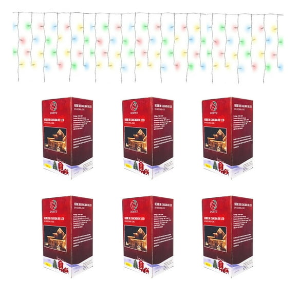 Serie Cascada Navideña DOSYU 6 Piezas 200 Luces Led 4 Metros Multicolor