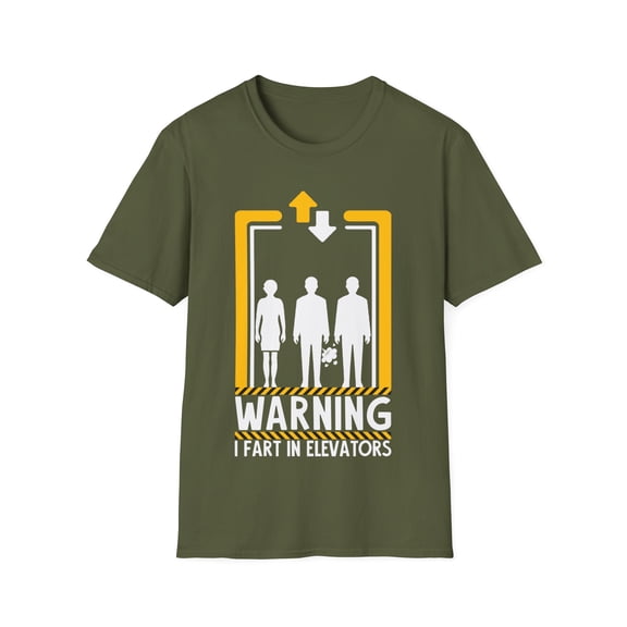 Warning I fart in Elevators Graphic Art Sarcasm Unisex Softstyle T-Shirt
