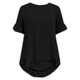 thumbnail image 4 of Blouse à Col à Volants pour Femmes - Chemise Boutonnée à Manches Courtes d'Été, Coupe Ample Décontractée Col Rond avec Détails Féminins (Noir / m), 4 of 7