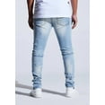 thumbnail image 4 of Crysp Denim Men's Bart Moto Distressed Rips Skinny Fit Stretch Denim Jeans (38, Light Blue), 4 of 6