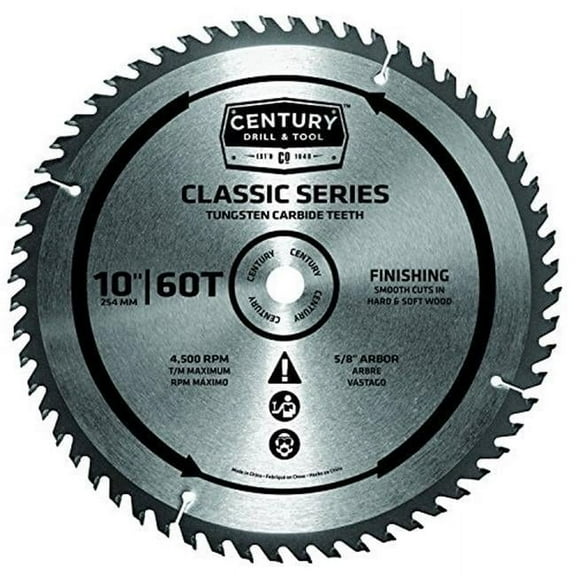 Century Drill & Tool 9936 Circular Saw Blade - 10 in. x 60T Finishing