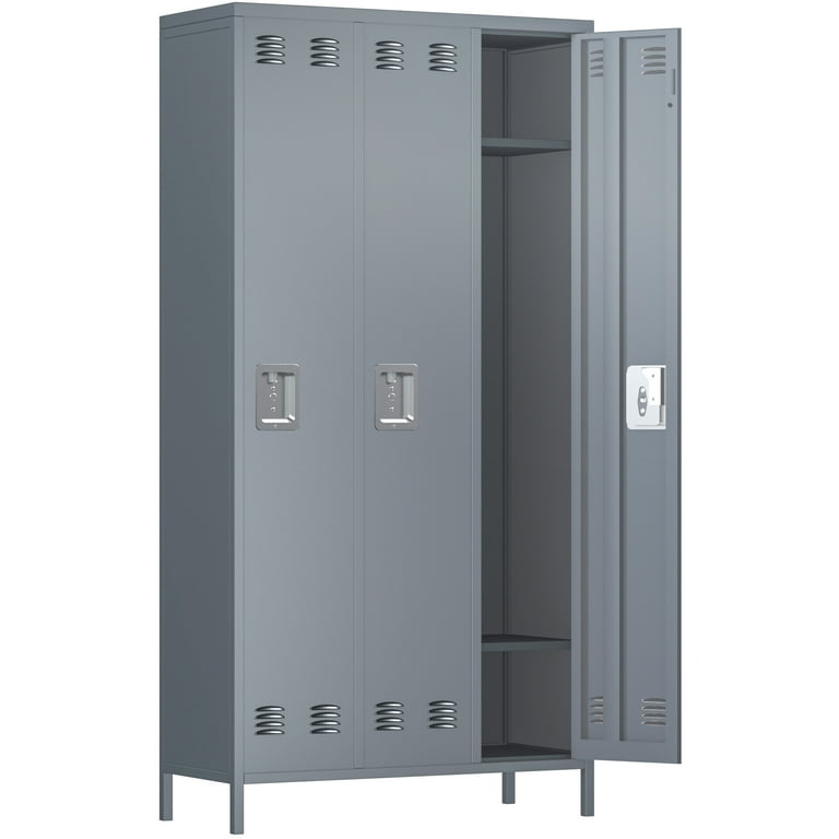 GangMei 72 inches 3 Doors Metal Storage Locker for Employees Large Steel Combination Locker Cabinet for Gym Living Room School Office with Locking