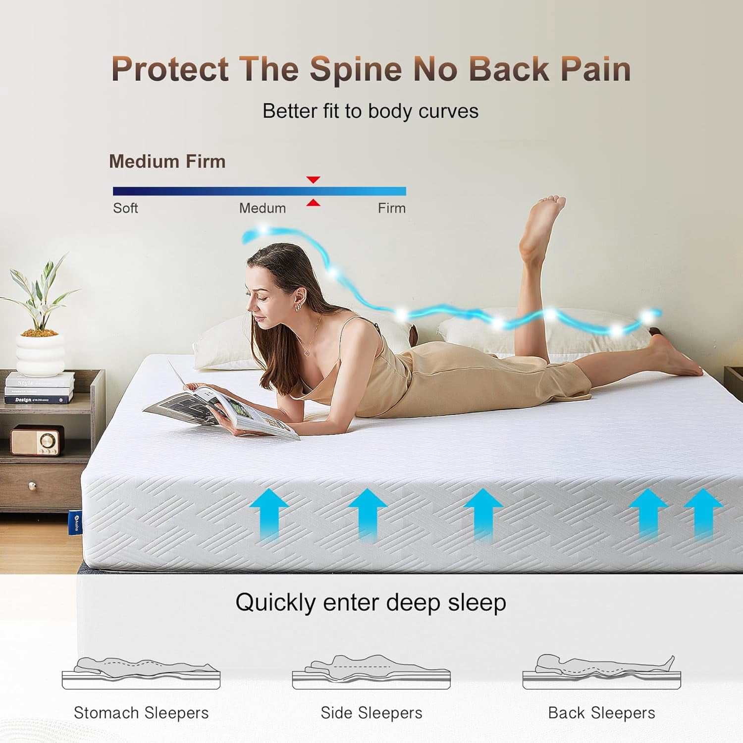 8-Inch Full Size Memory Foam Mattress, Medium Firm, Cooling, Pressure Relief, Bed-in-a-Box