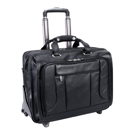UPC: 0642154157058 | McKlein WEST TOWN  Checkpoint-Friendly Detachable Wheeled Laptop Briefcase  Pebble Grain Calfskin Leather  Black (15705)