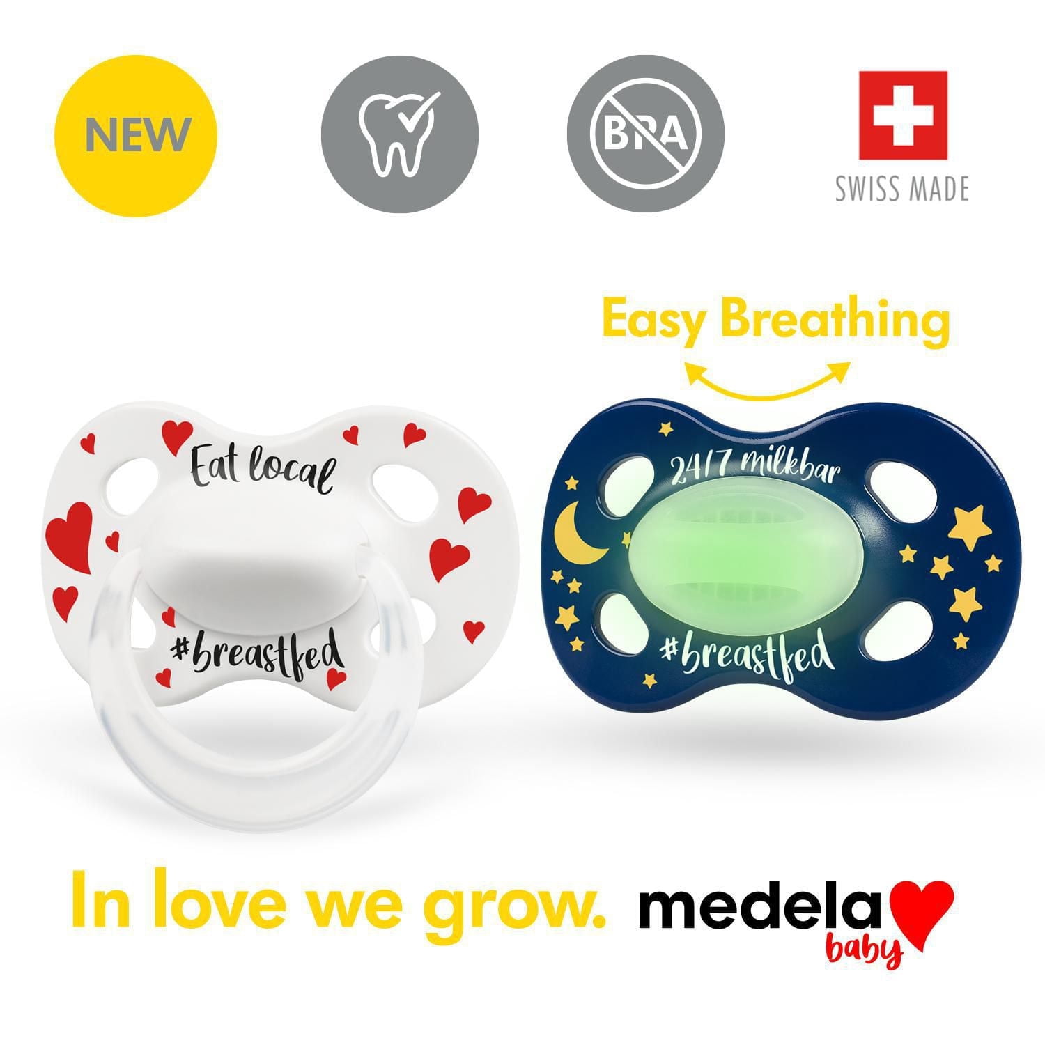 Newest Pacifier Medela Baby new DAY & NIGHT Pacifier, 24-hour set with glow in the dark ...