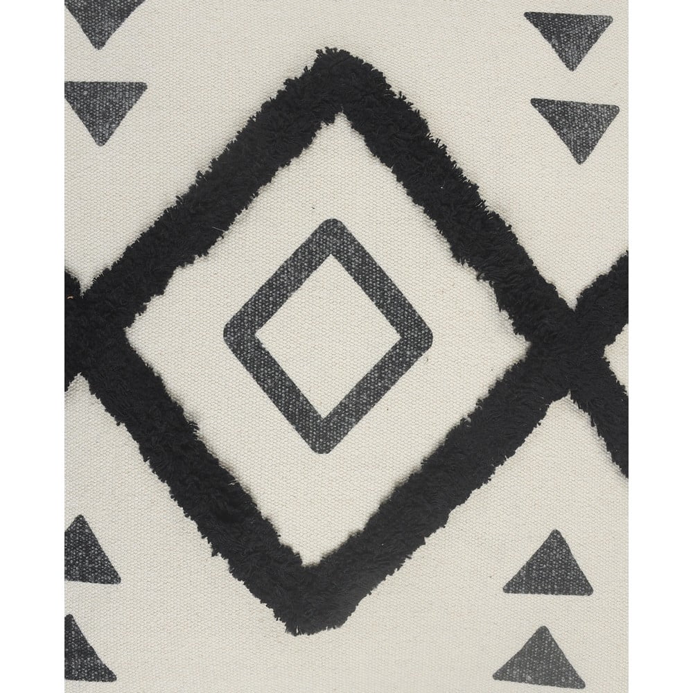 Ox Bay 20" x 20" Hand-Woven Cream/ Black Tribal Organic Cotton Pillow Cover