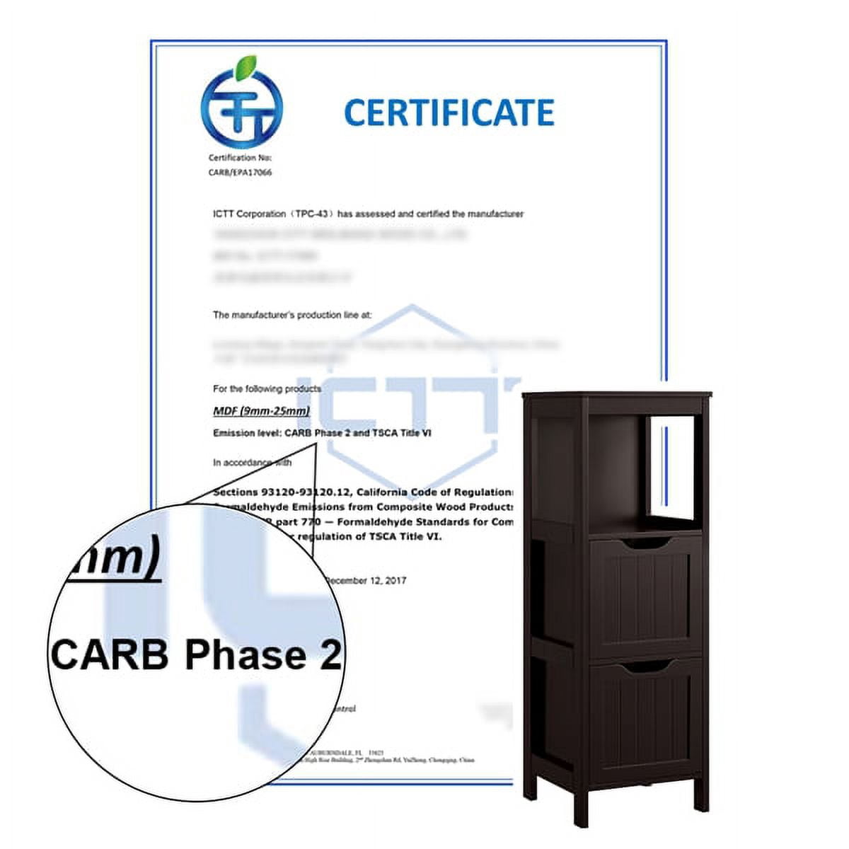 Alden Design Modern 3 Tiers Adjustable Bathroom Storage Cabinet, Espresso