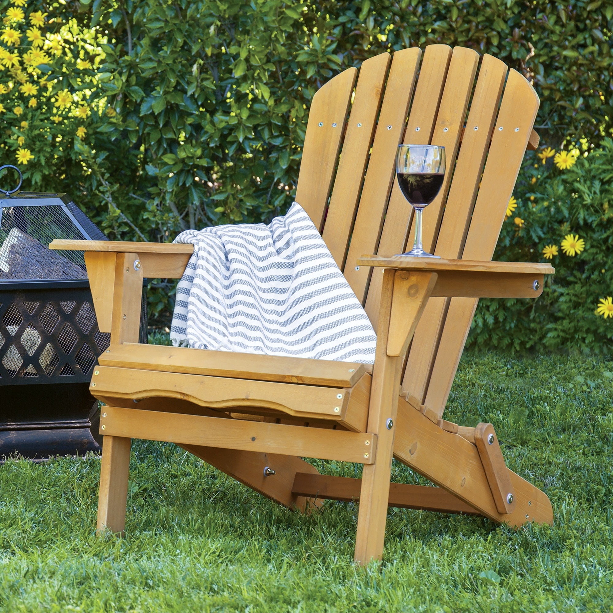 Best Choice Products Outdoor Adirondack Wood Chair Foldable Patio Lawn Deck Garden Furniture