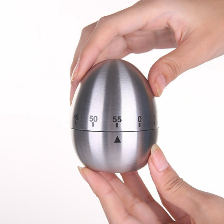 Unique Bargains Home Kitchen Stainless Steel Egg Shaped Cooking Alarm Timer 60 Minutes - Silver Tone