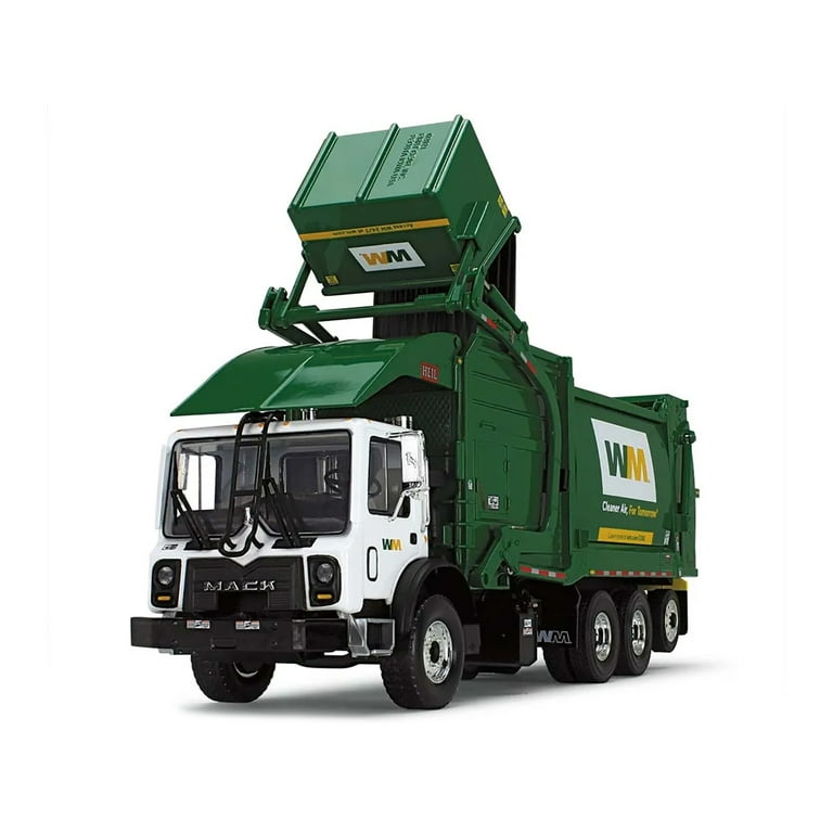Mack Terrapro Refuse Garbage Truck W Front End Loader And Cng Tailgate White Green Bin 1 34 Cast Model By First Gear