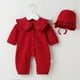thumbnail image 4 of Gibobby Mamelucos para bebe niño Babys Newborn Infant Girls Sólido Primavera Invierno Botón de manga larga Mono Sombrero Ropa(Rojo, 6-9 Meses), 4 of 5