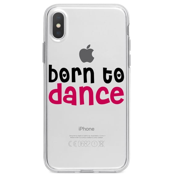 DistinctInk Clear Shockproof Hybrid Case for iPhone X / XS (5.8" Screen) - TPU Bumper Acrylic Back Tempered Glass Screen Protector - Born to Dance