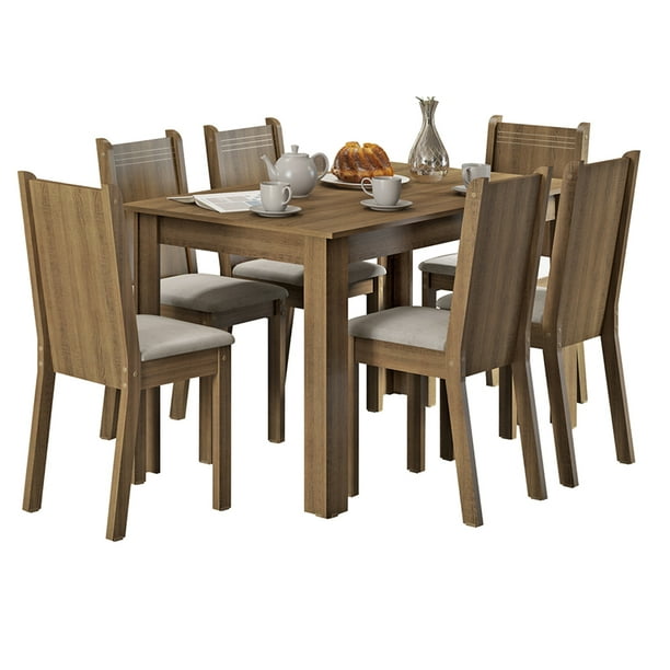 Juego de Comedor Madesa Maris mesa con 6 sillas Marrón/Sintético Beige