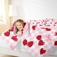 thumbnail image 3 of Erosebridal Cute Cherry Bow Twin Comforter Sets for Girls, Pink Plaid Bedding Set, Pink Reversible, 1 Comforter and 1 Pillowcase, 3 of 6