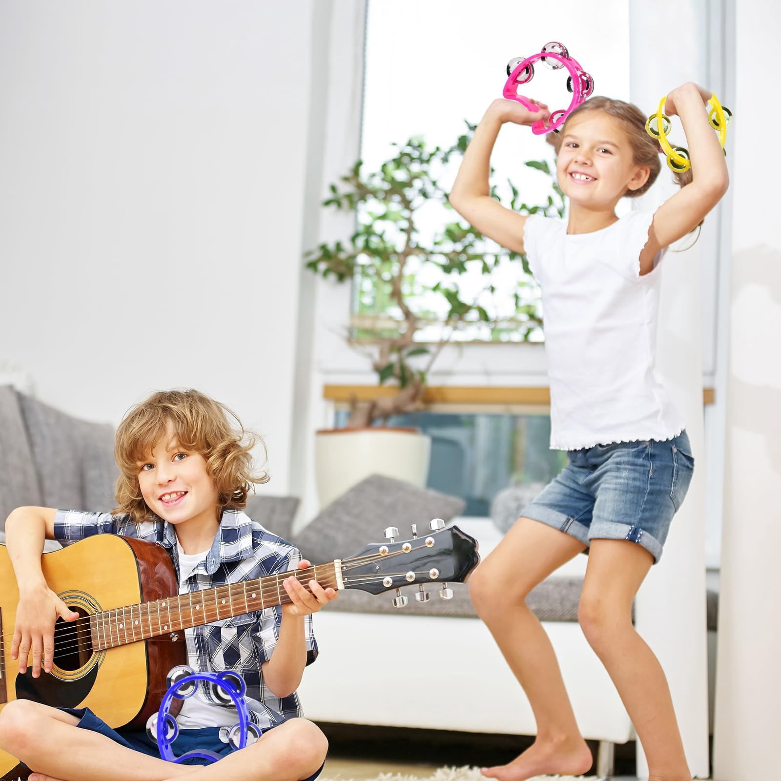 24 Pcs Multicolored Tambourines For Kids - 4 Bells Handheld Musical Instruments And Noise Makers Perfect School Supplies Church Kindergarten Weddings Christmas Parties Group Performances