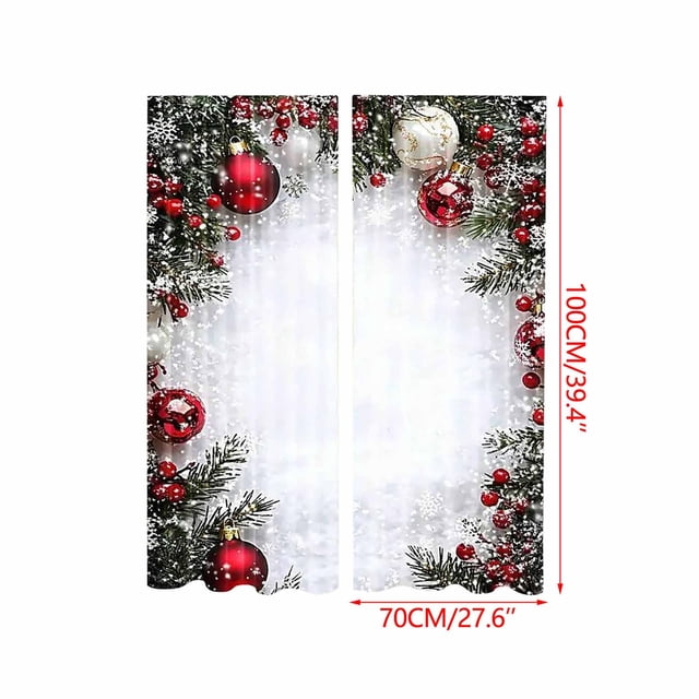 Ball Snowflake Polyester Christmas Printed Curtains Festival