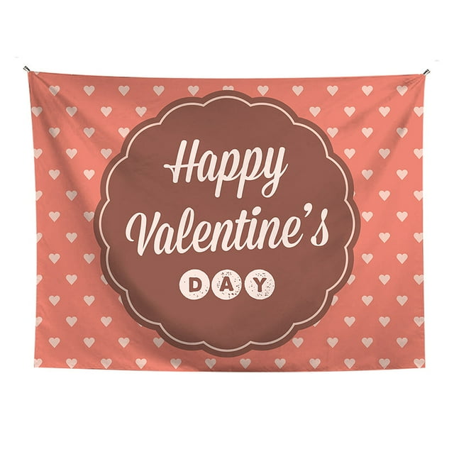 Tapiz de pared con diseño de feliz día de San Valentín, 150 x 130 cm, microtela