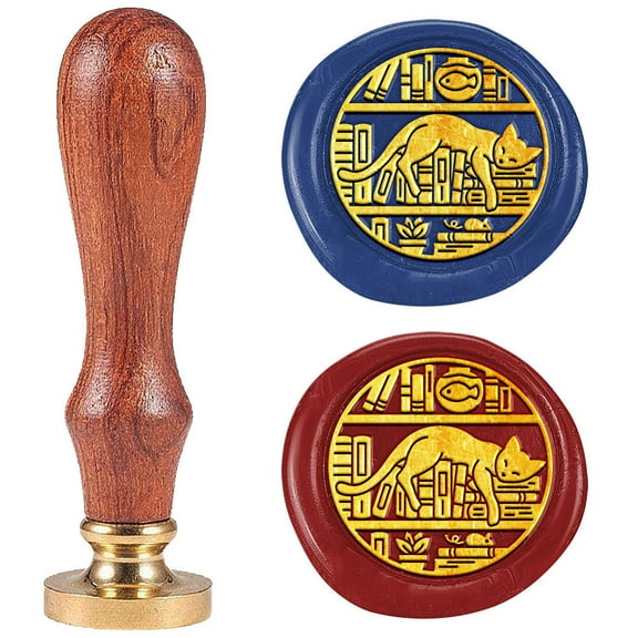 1 pc Wax Seal Stamp Set Sealing Wax Stamp Solid Brass Head Wood Handle Retro Brass Stamp Kit Removable for Envelopes Invitations Gift Card Cat Shape 83x22mm