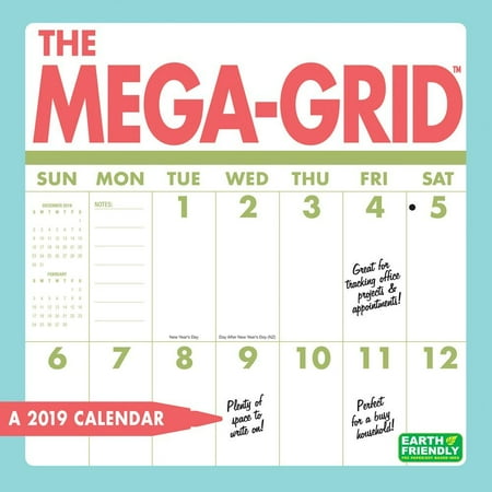 mega grid wall calendar big grid by calendars walmart com