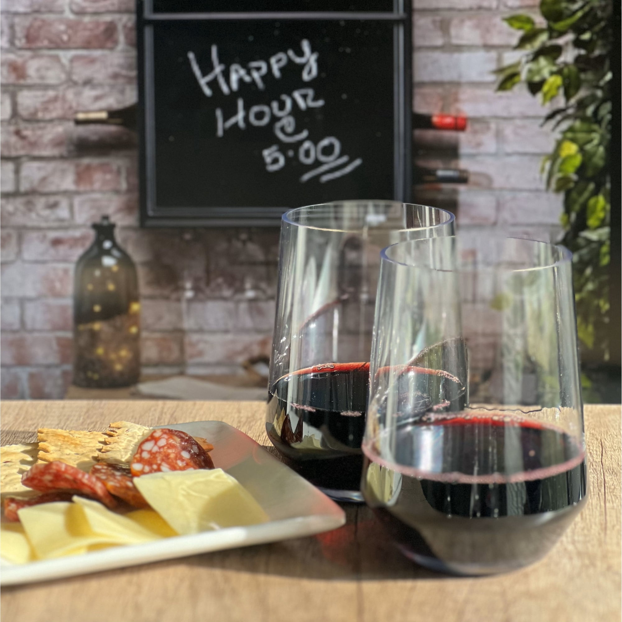 Clear Glass Stemless Wine Glasses Set of 4