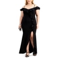 thumbnail image 1 of Betsy & Adam Womens Ruffled Gown Dress black 16W, 1 of 1