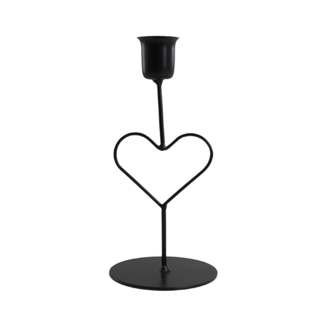 Black Easter Heart Shaped Candle Holder 3.2X3.2X6.6 Inch Iron Metal Candlestick For Table Centerpiece Mantel Spring Party Romantic Decor