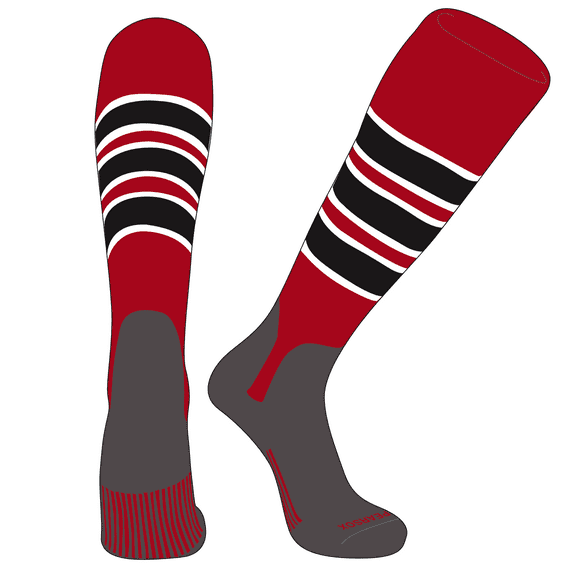 PEAR SOX OTC Baseball Softball Stirrup Socks (C, 5in) Red, White, Black, Graphite (L)