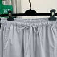 thumbnail image 4 of Hvot&aat Womens Cotton Linen Cropped Pants Elastic Waist Casual Wide Leg Trousers Solid Color Beach Pants, 4 of 7