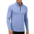 thumbnail image 3 of ZCFZJW Quarter Zip Pullover Men Running Shirt Mock Neck Long Sleeve Moisture Wicking Quick Dry Athletic Workout Shirts with Zipper Pockets Blue M, 3 of 10
