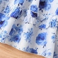 thumbnail image 4 of VNKIDY Girls Floral Print Dress Ruffle Cap Sleeve Crewneck Ruffle Hem A Line Casual Dress For Summer Daily Wear Blue 1-2 Years, 4 of 7