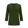 thumbnail image 6 of Up to 40% off Homenesgenics Womens 3/4Sleeve T Shirts Basic CrewNeck Tee Fall Casual Workout Fashion Casual Clothes Green S, 6 of 8