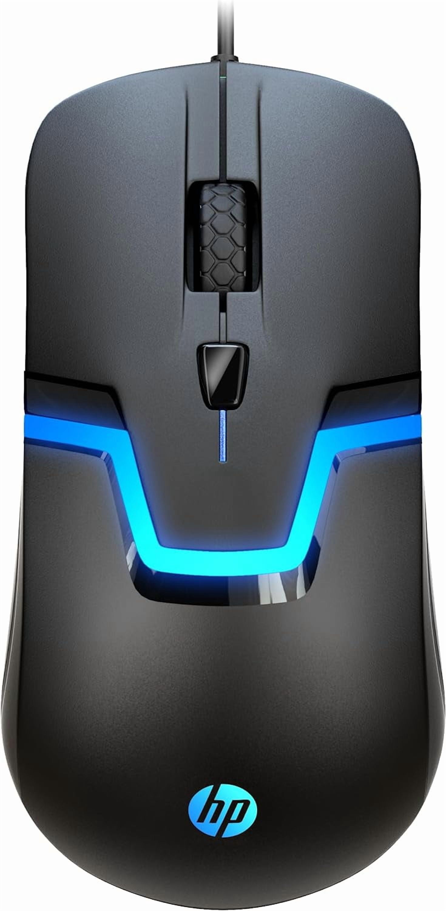 (2 pack) HP USB Wired Gaming Optical Mouse with LED Backlight and Adjustable 1000/1600 DPI Settings, 3 Buttons and Press Life Up to 5 Million Clicks