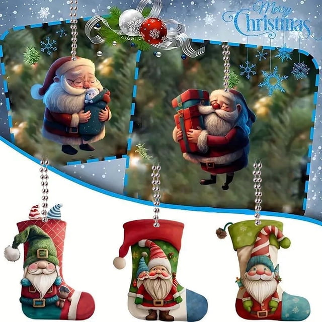 Xihbxyly Adorno Navideño Acrílico, Colgante Duradero para Decoración Navideña, Árbol Festivo y Hogar, Fácil de Colgar con Cordón, Versátil para Coche, Fiesta, Árbol, Tamaño de 8 Cm