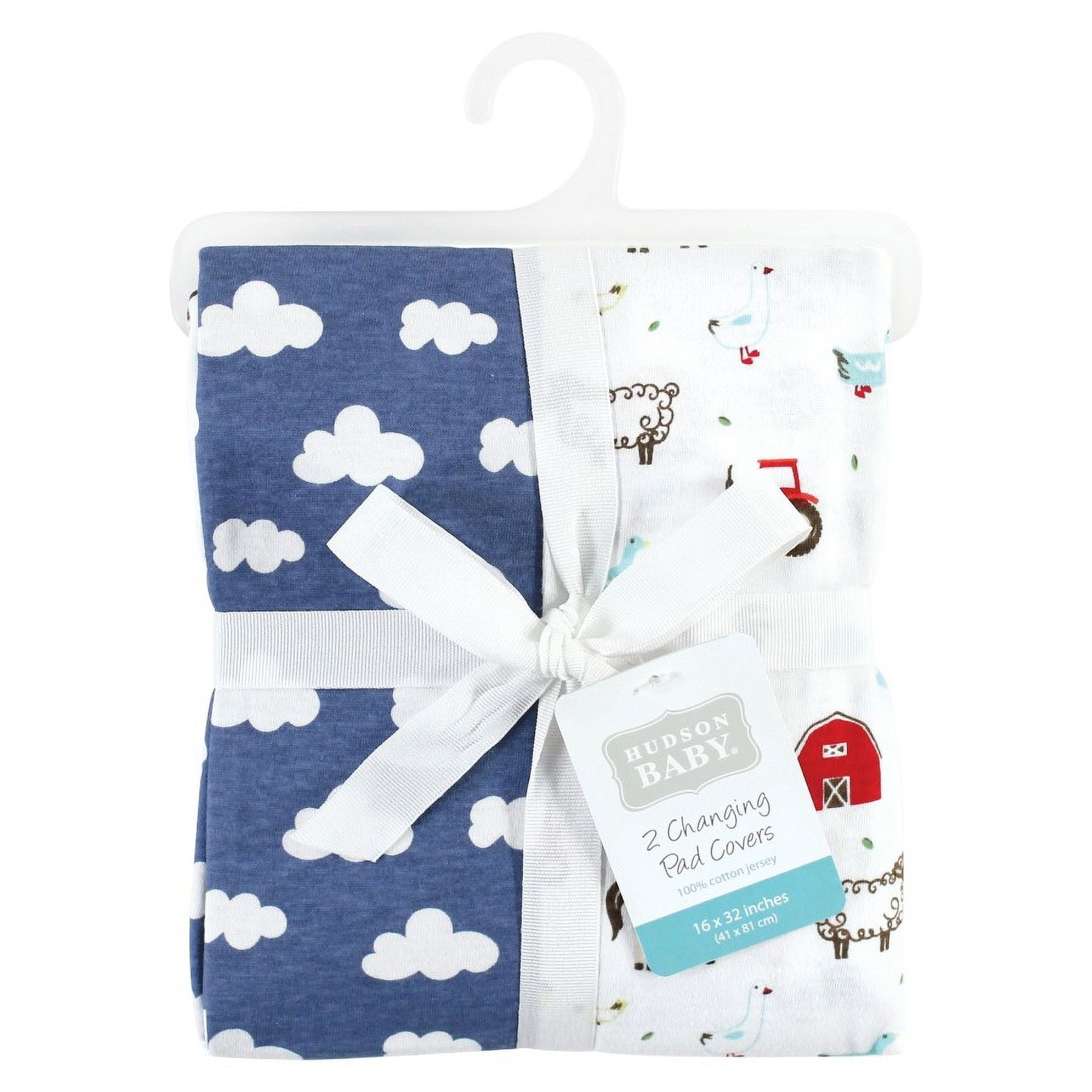 Hudson Baby Infant Boy Cotton Changing Pad Cover, Boy Farm Animals, One Size