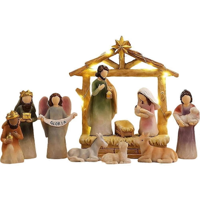 12Pcs Festival Manger Nativity Ornament Tabletop Display Holiday Education Tool
