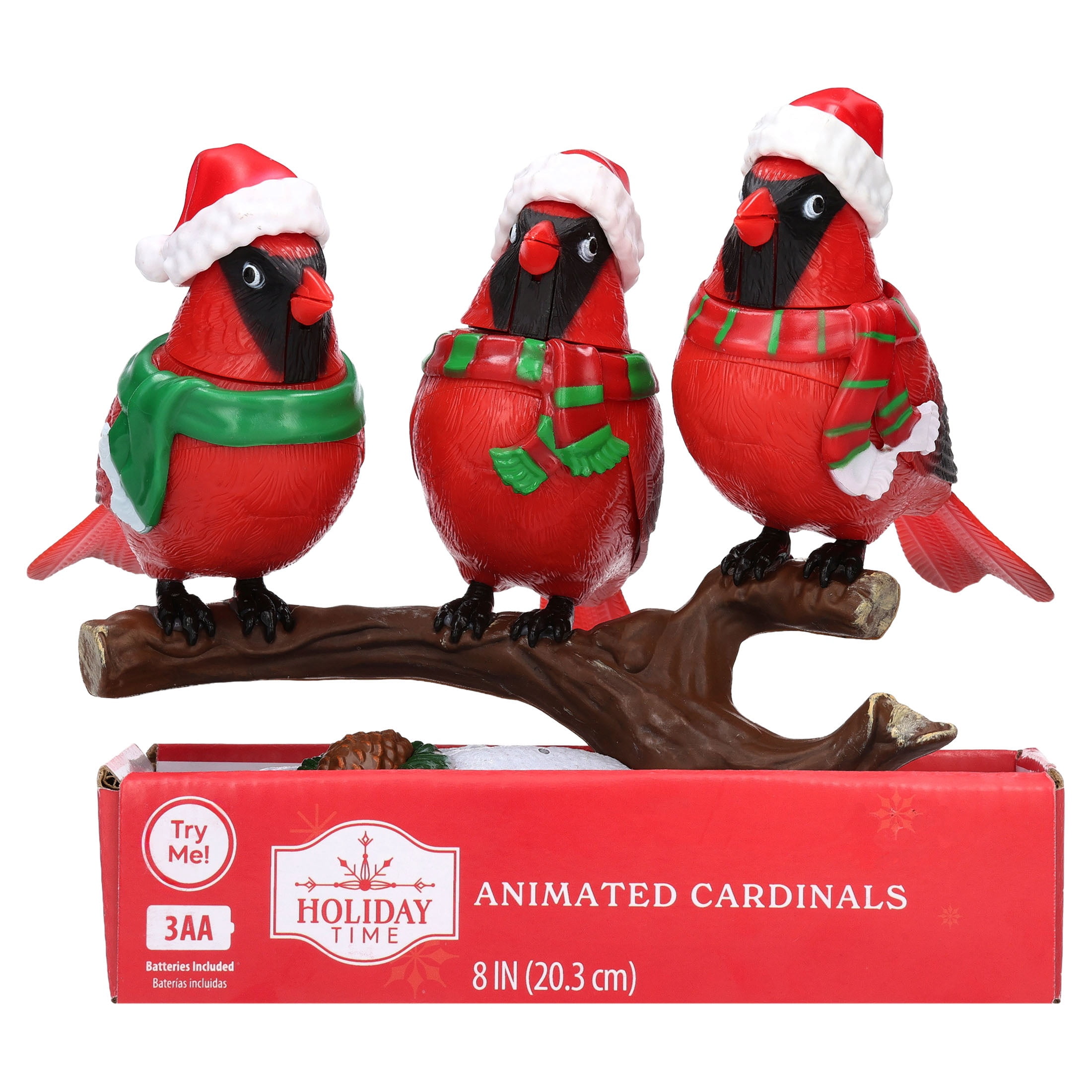 Animated Cardinals Christmas Decoration, Multicolor, 6.5", by Holiday Time