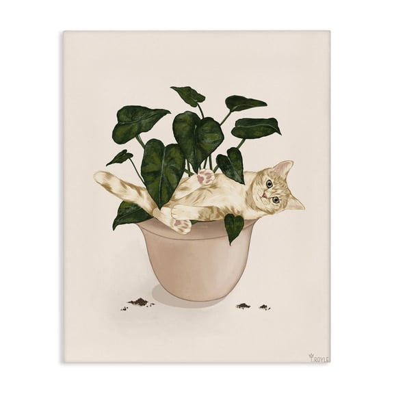 Stupell Industries Eclectic Funny Cat in House Plant Canvas Art, 16 x 20, by Tara Royle