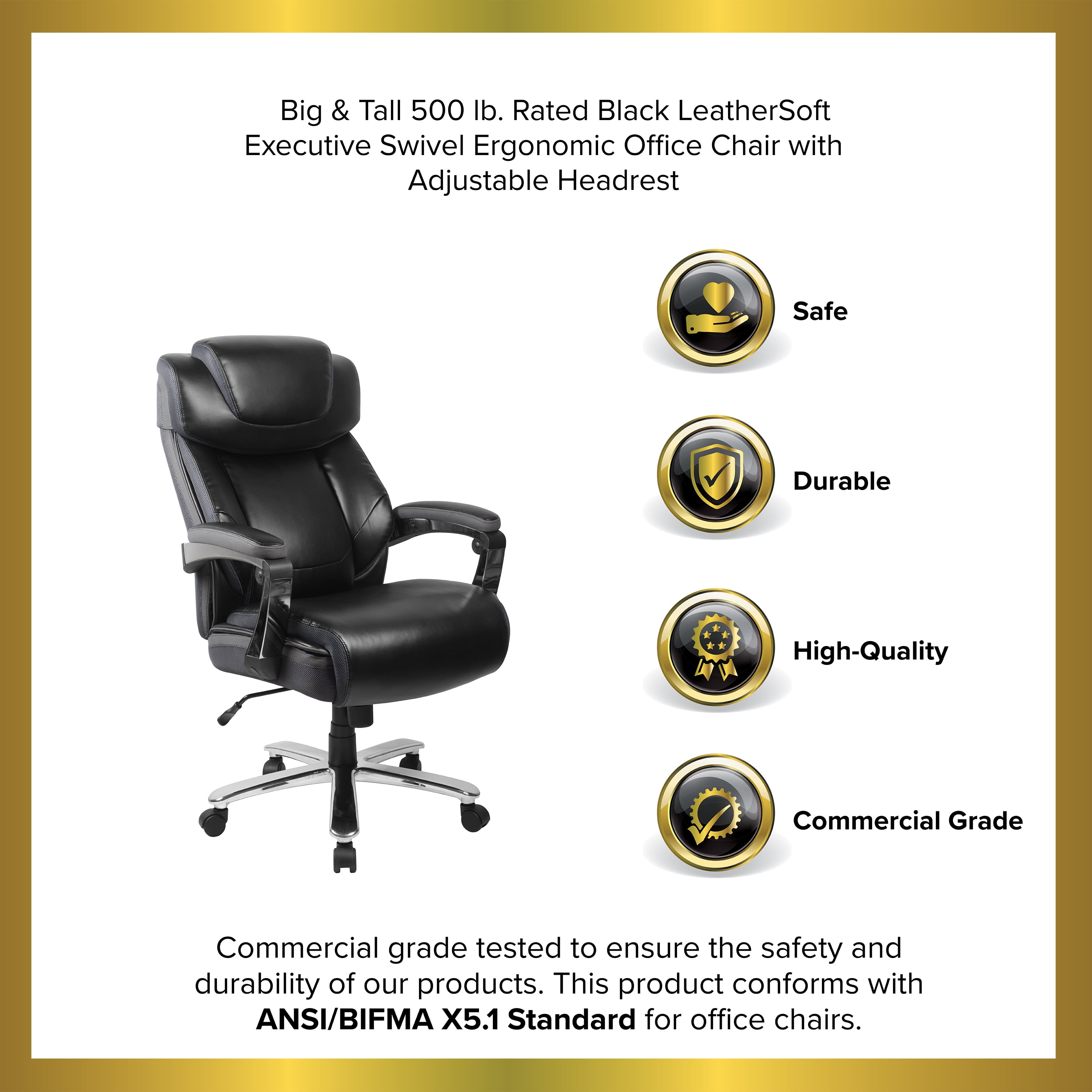 Big and tall office chair with headrest deals