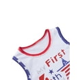 thumbnail image 3 of Canrulo Boys Independence Day Clothes Set Letter Print Tops+Striped Shorts Outfits White 9-12 Months, 3 of 6