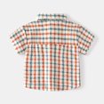 thumbnail image 4 of Ruyang Toddler Boys Kids Baby Buttons Shirt Plaid Striped Short Sleeve Lapel Neck Tees Tops With Pocket Summer Vacation Casual, 4 of 6