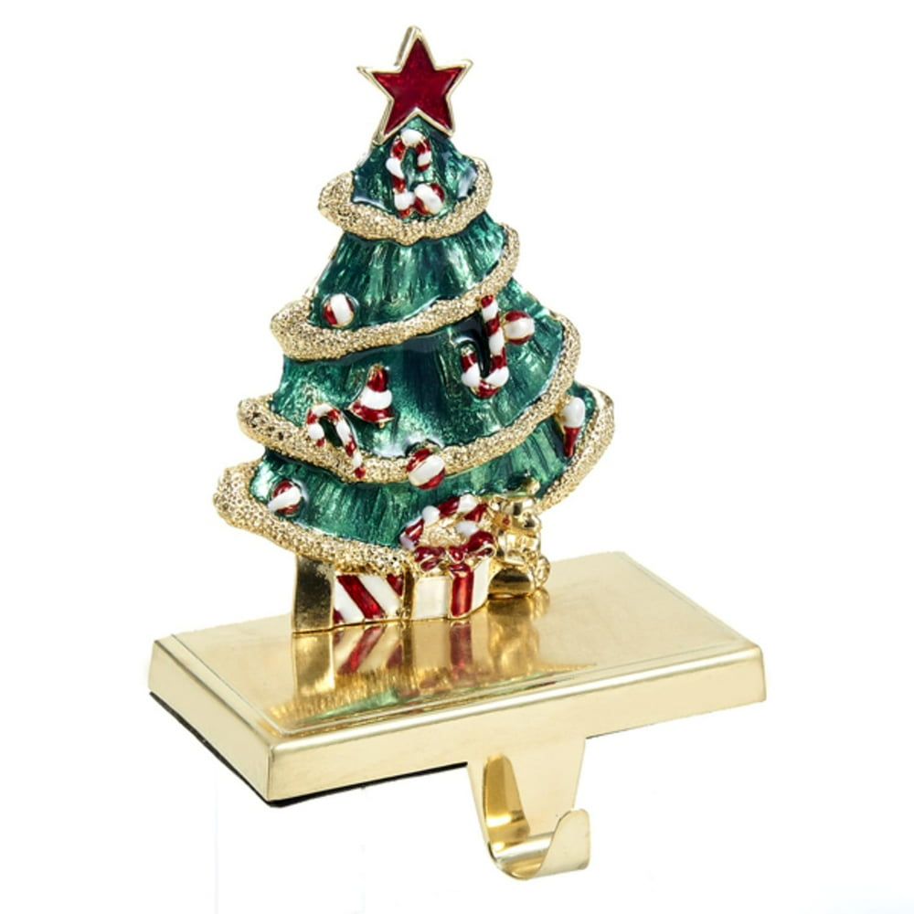 7.25" Shiny Metallic Decorated Christmas Tree Stocking Holder Walmart