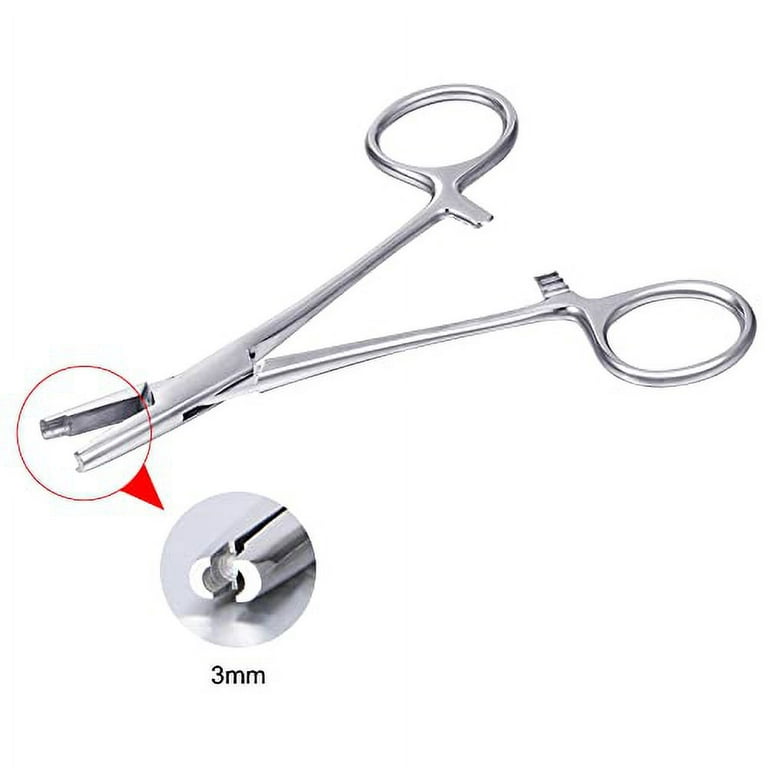 DJCIW 3mm Jaw Piercing Ball Removal Tool,Stainless Steel Dermal Anchor  Forceps for Dermal Tops Unscrew or Screw Ball Pliers for Nose Septum  Earrings Lip Ring 