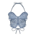 thumbnail image 2 of Mujeres Crop Tops Camisola Halter Tank Top Vereinskleidung Spaghetti Strap Verano Camiseta Corsé Sin Espalda Chaleco Vacaciones Música Festival Azul Macarena Blusas de mujer, 2 of 8